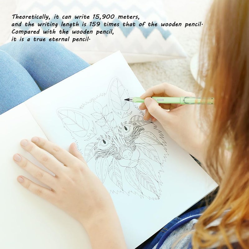 Ainiv Inkless Pencil with Eraser, 5 Sets Infinity Pencil Everlasting Pencil, Reusable Infinite Pencil with Extra 5 Eraser & 5 Replaceable Nibs, Endless Pencil for Home Office School Writing Drawing - Image 5